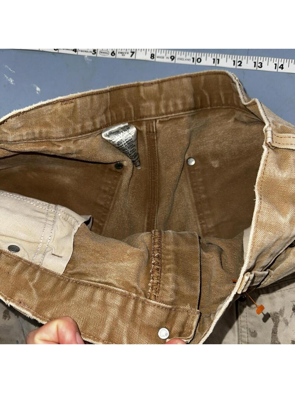 Carhartt VTG Double Knee Carpenter Pants USA B01 Brown Thrashed 34x34 Act 32x32 - Picture 12 of 16